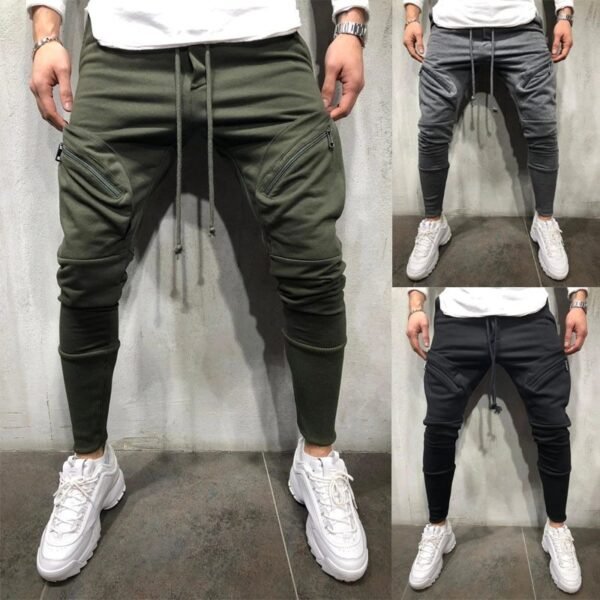 Men Sports Zipper Casual Pants